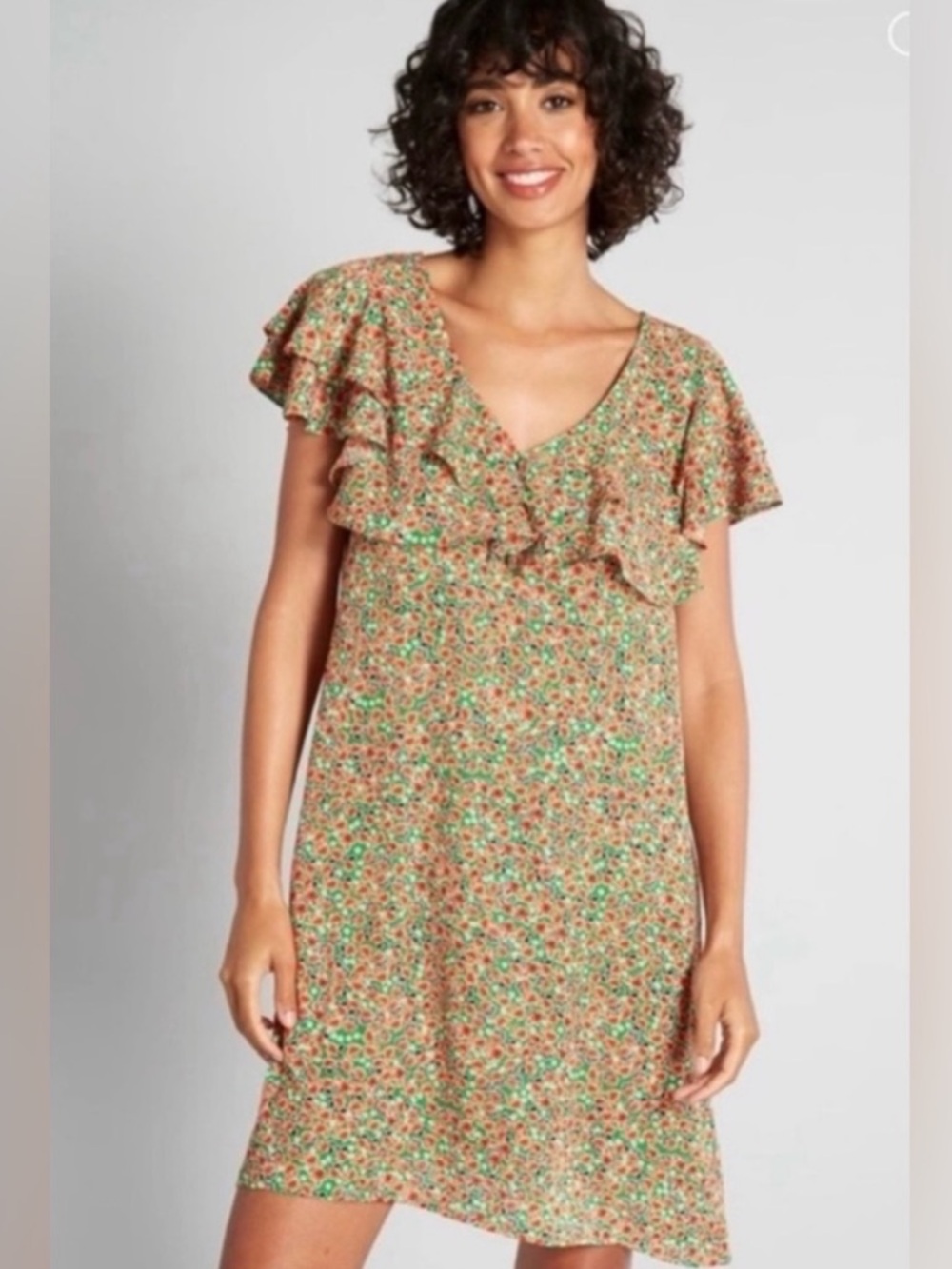 NWT Modcloth Molly Bracken Poised For Poppies Floral Ruffle Short Sleeve Dress